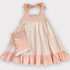 Sz 5 Omi Jo Peaches and Cream Stripe Aunt Heart tunic and sz 6 OJ peach blooms